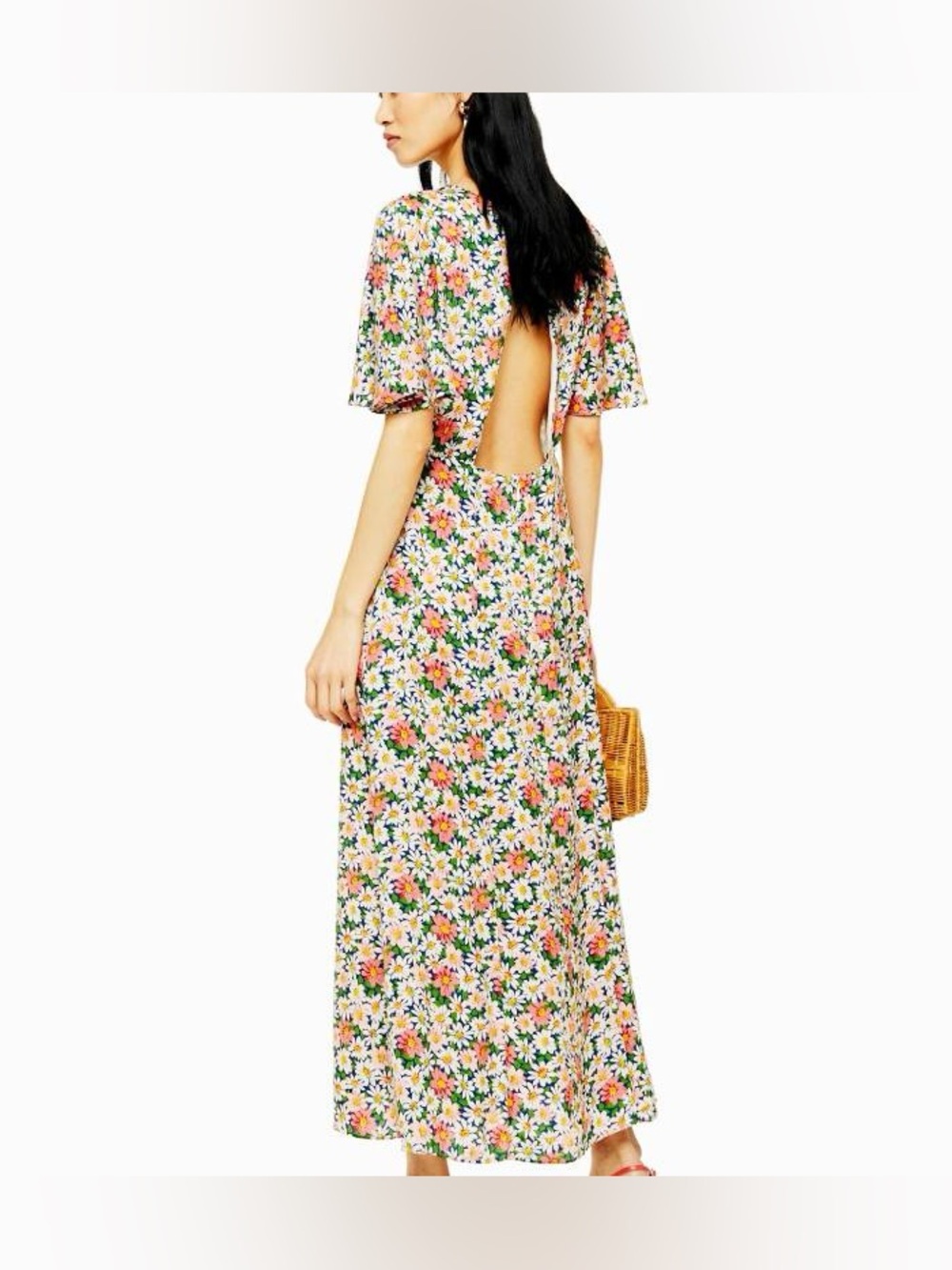 Topshop Austin floral print angel sleeve midi dress - Picture 2 of 11
